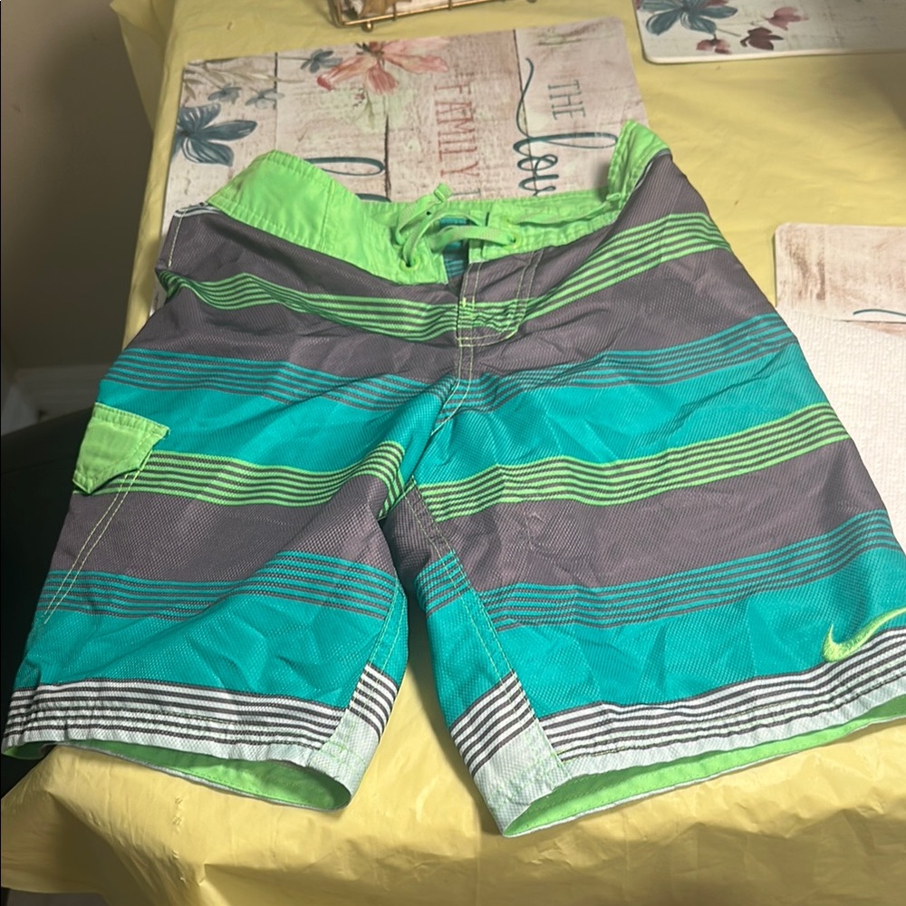 Men's/boys  Green and Gray Swim Shorts